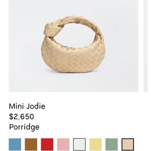 2021 Intreccio Mini Jodie Bag by Bottega Veneta.  Color is porridge.